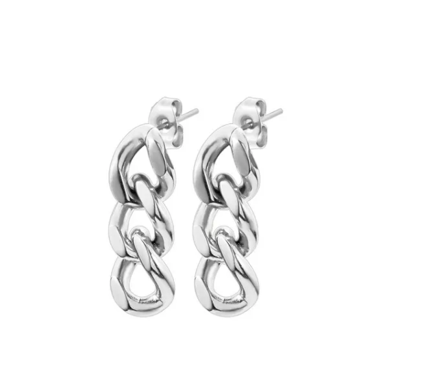 Aretes Cadena Stronger Plateados