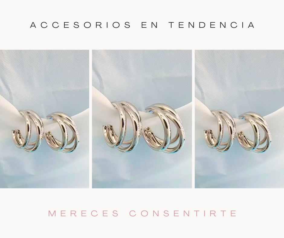 Arracadas Triples Medianas Plateadas