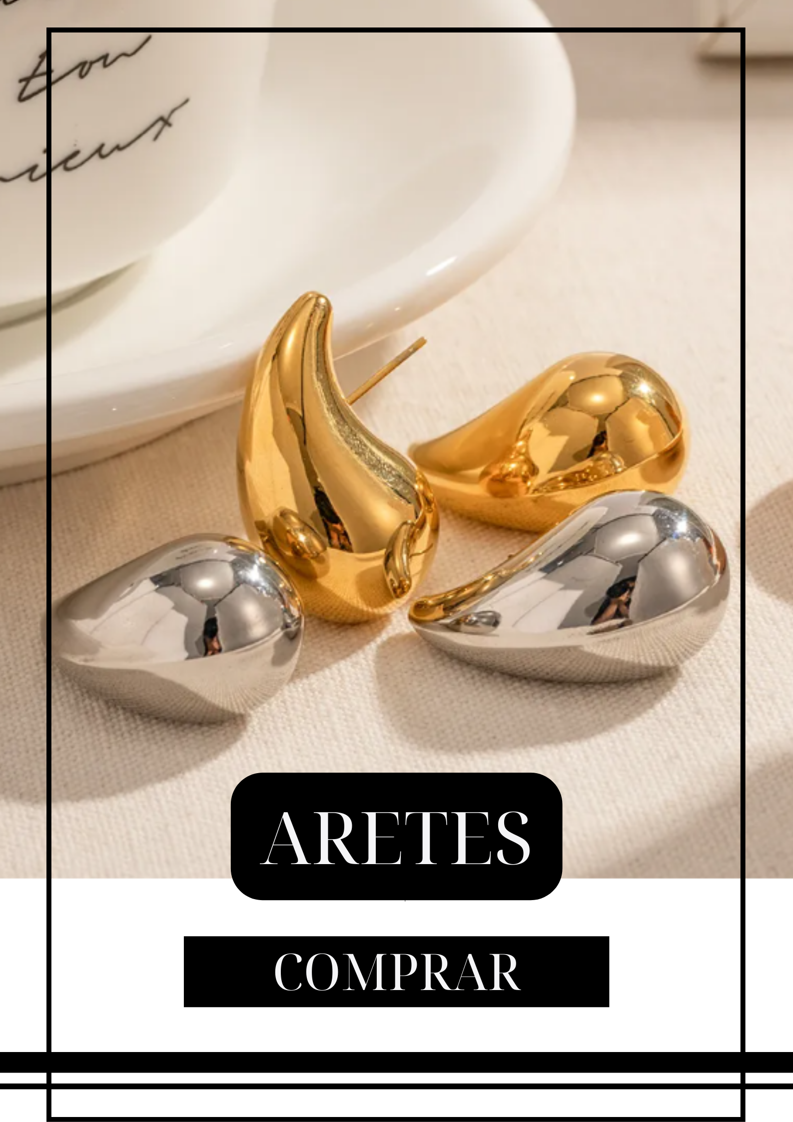 Aretes Gotas Doradas