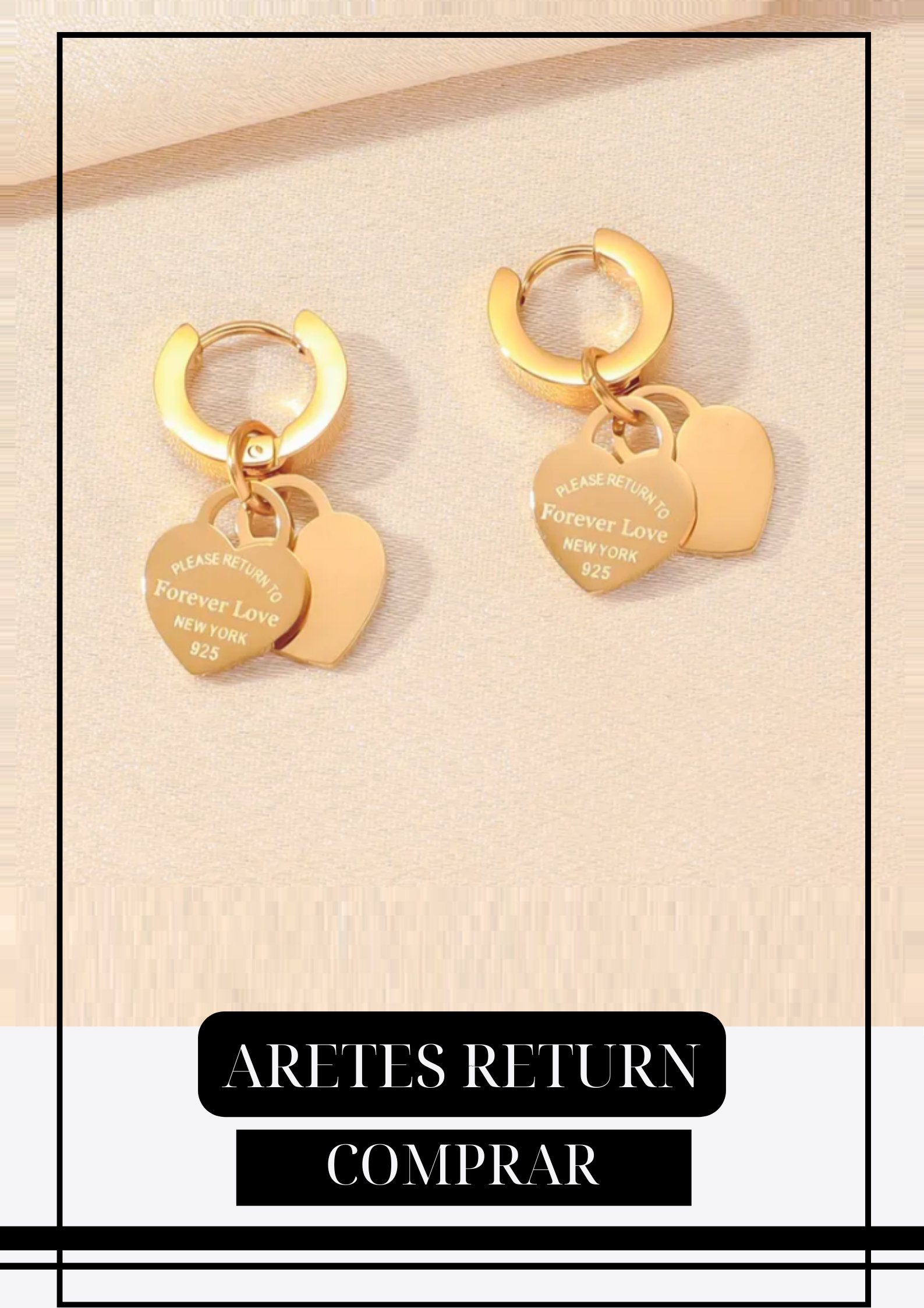 Aretes Return Doble Placa Gold