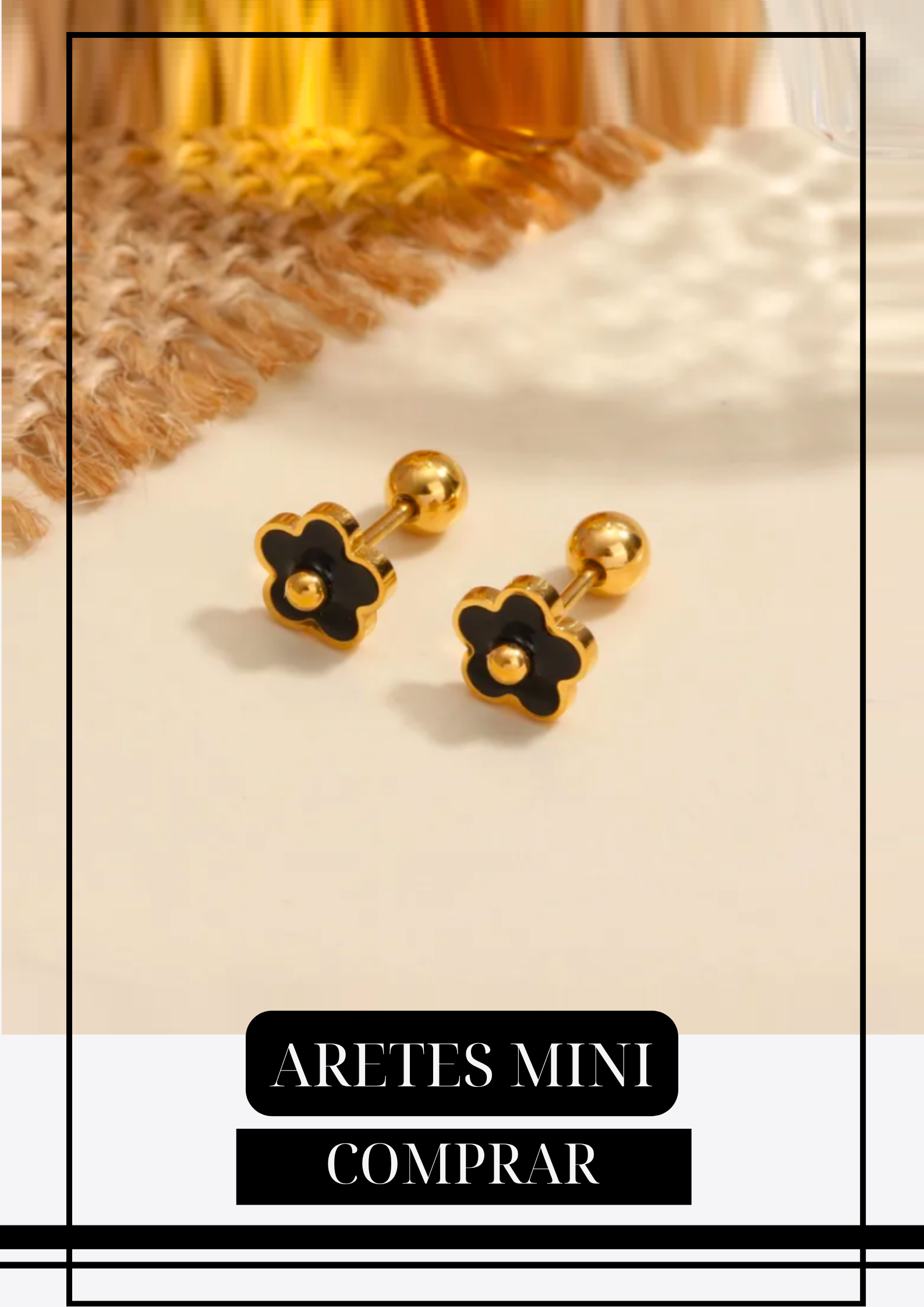 Aretes Mini Flor Black