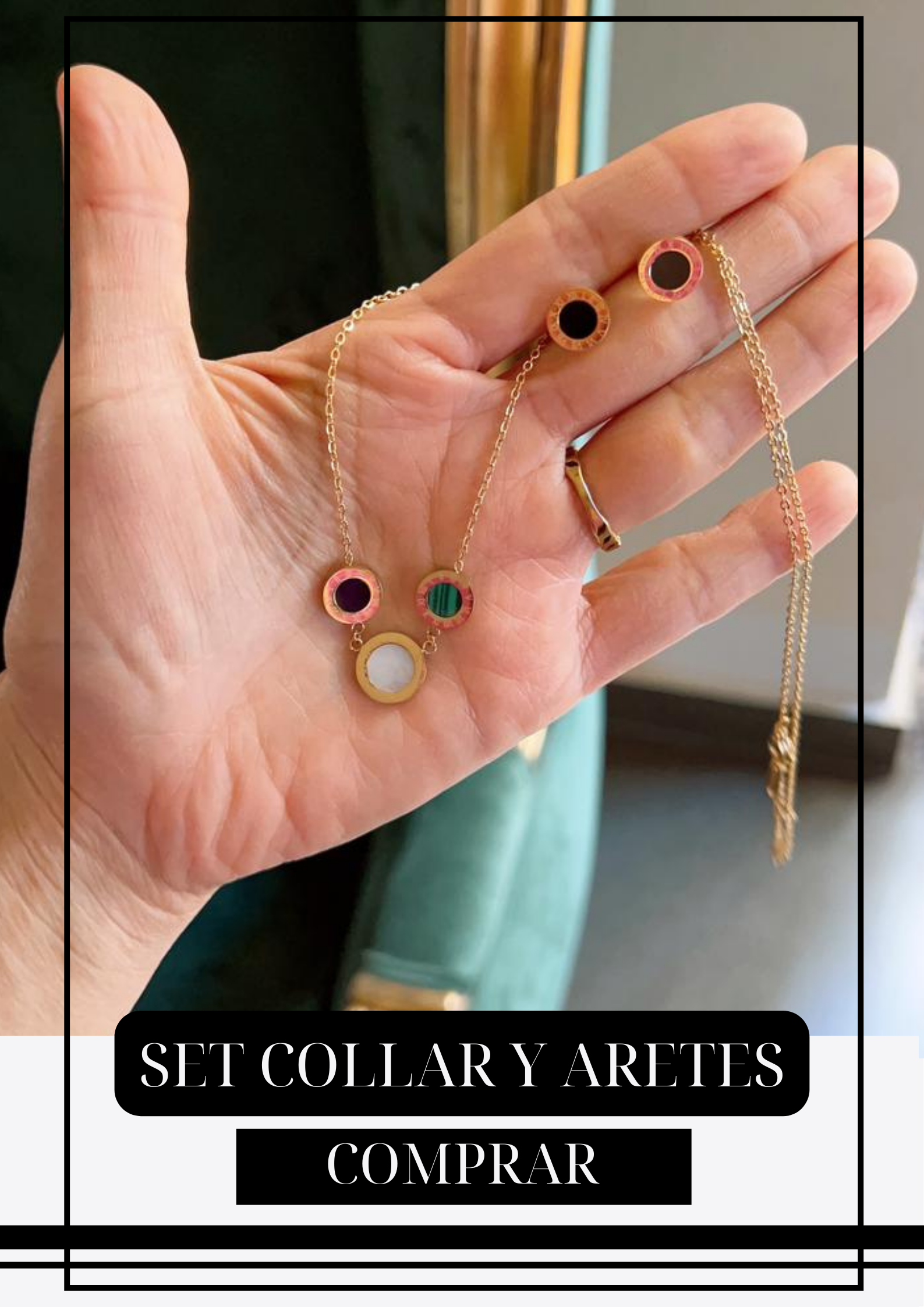 Set BV Dorado: Collar y Aretes