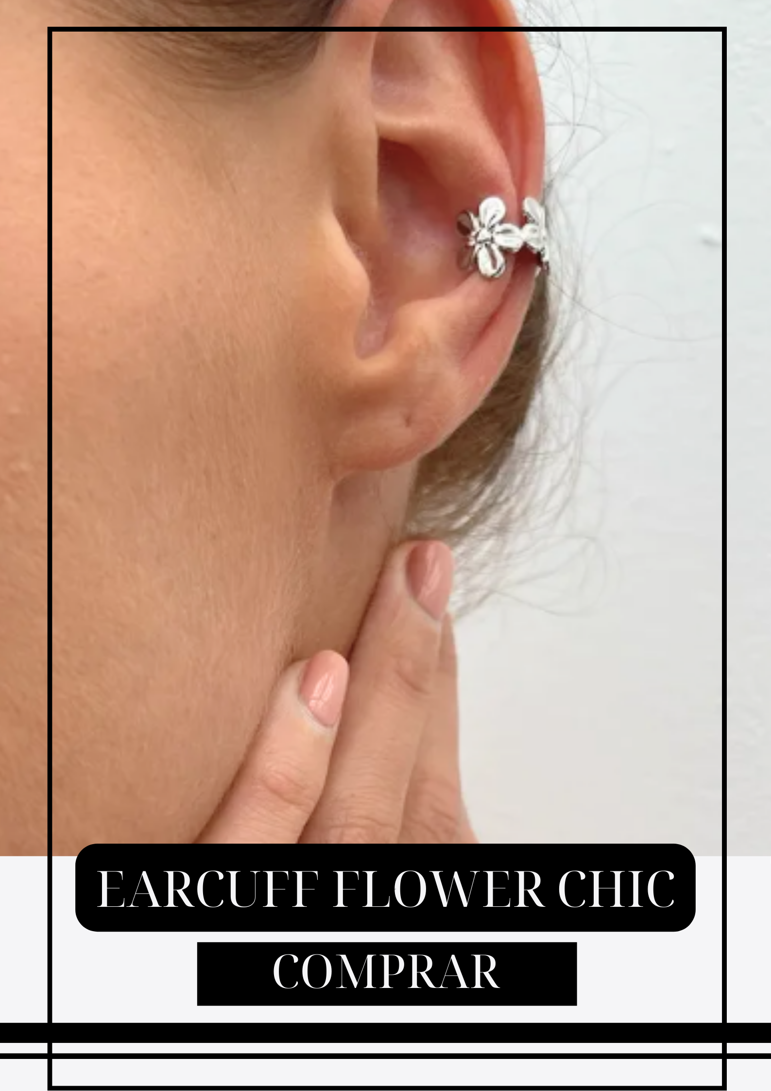 Ear Cuff Flower Chic Plateado
