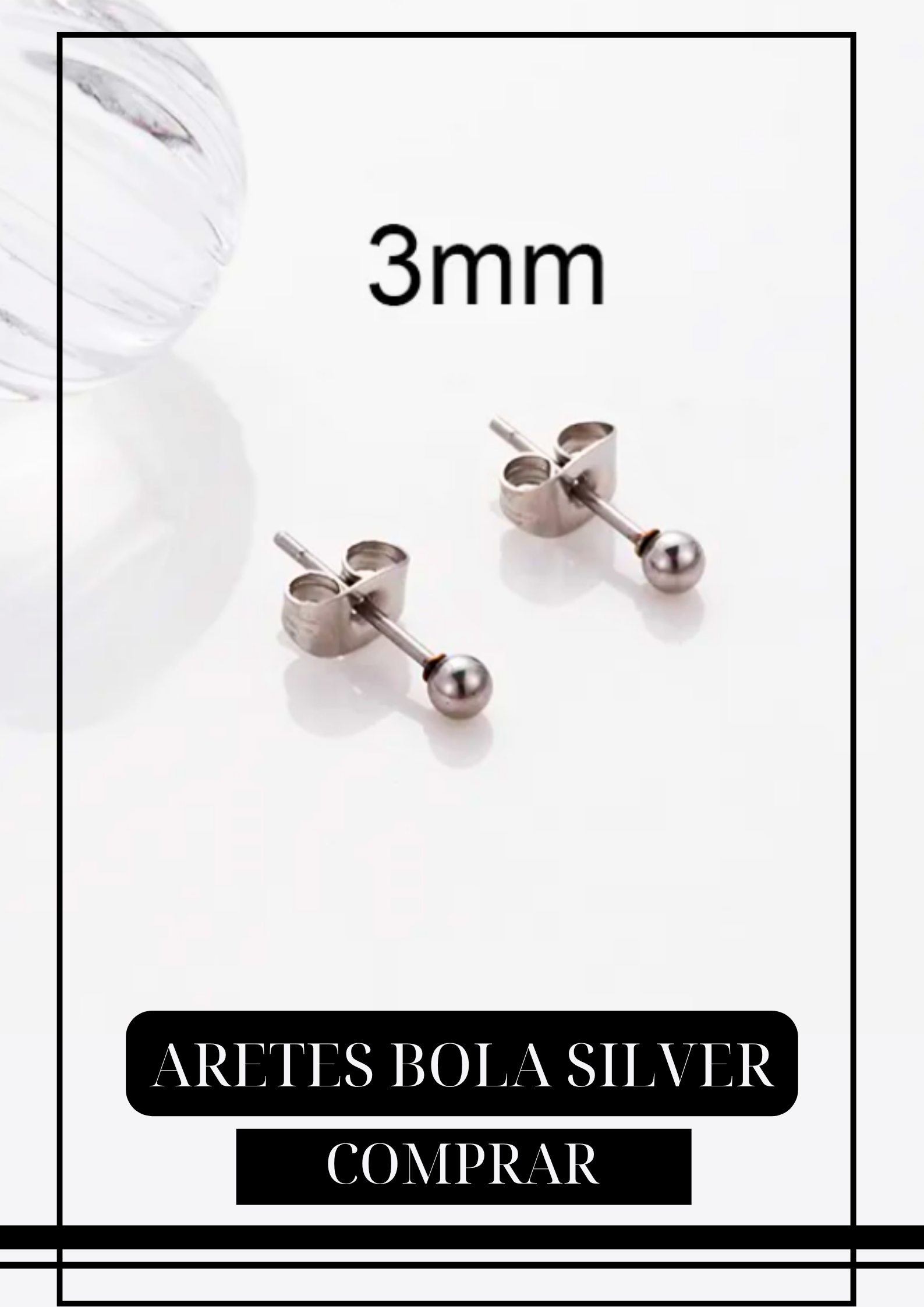 Aretes Bola Silver 3mm