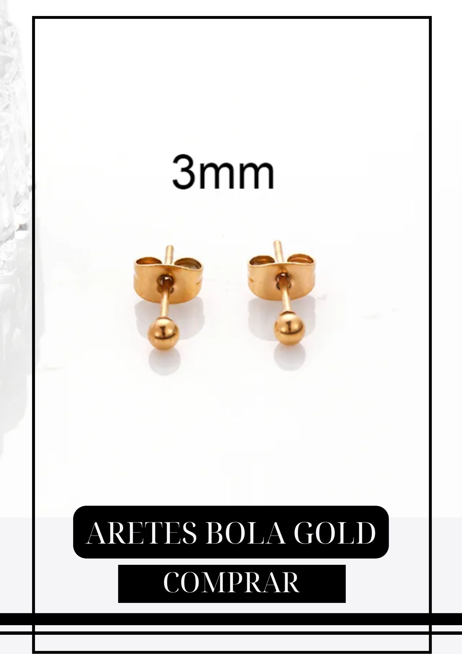 Aretes Bola Gold 3mm