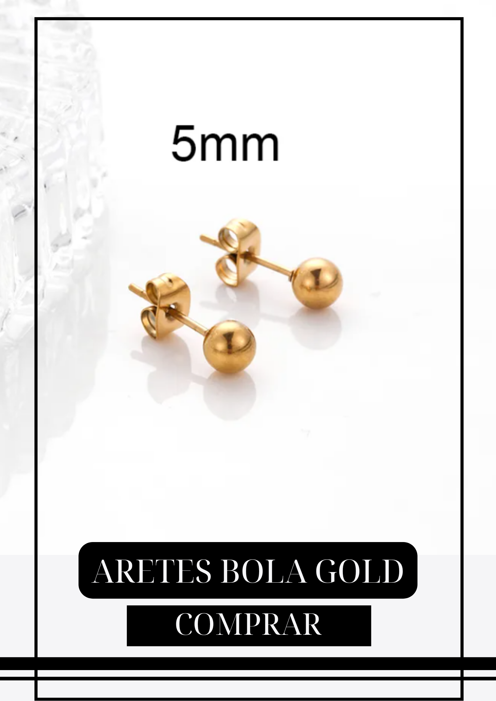 Aretes Bola Gold 5mm