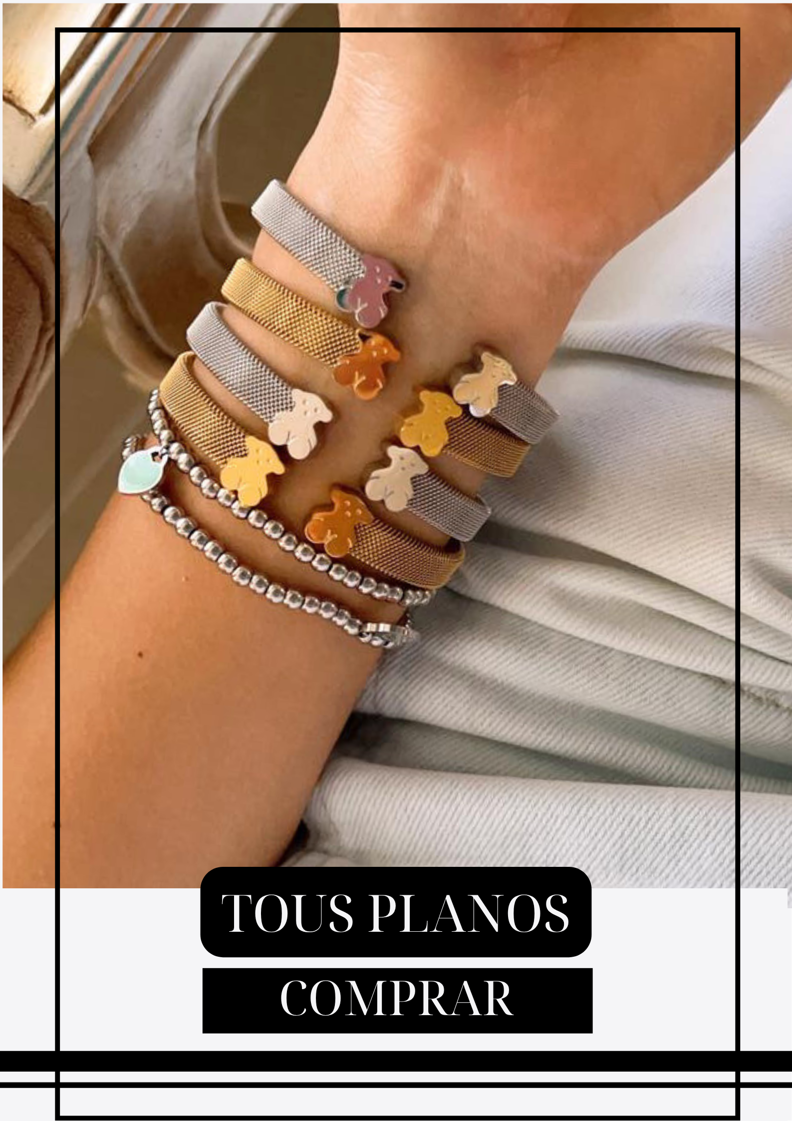 Brazalete Plano Doble Osito Plateado