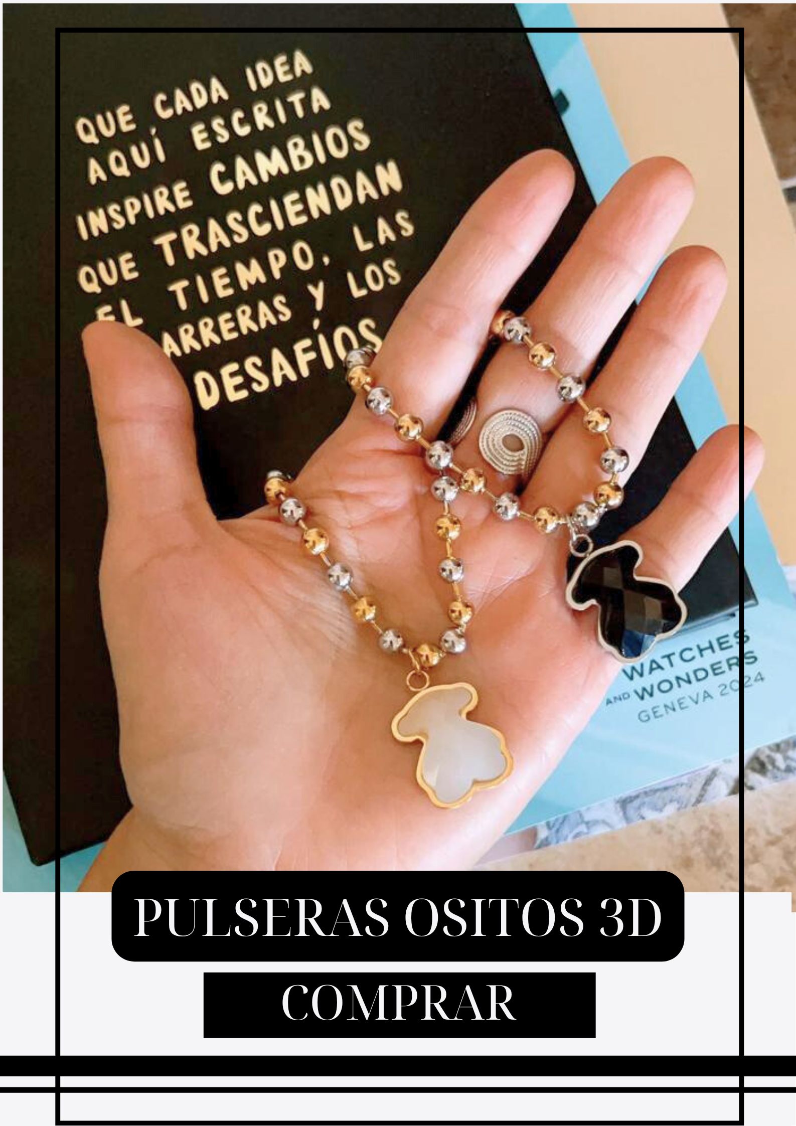 Pulsera Sugar Osito 3D BLACK