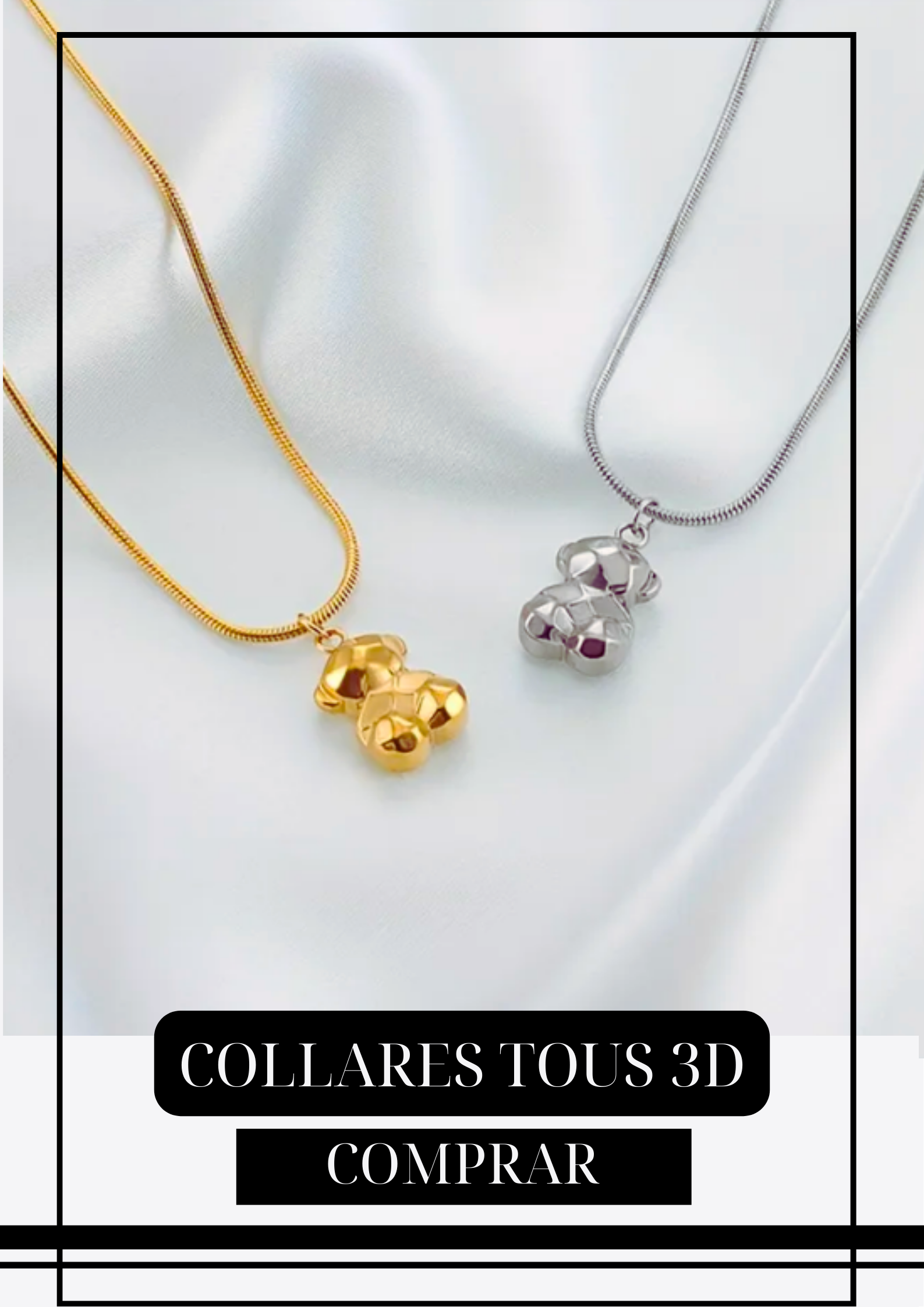 Collar Minimalista Osito 3d Silver