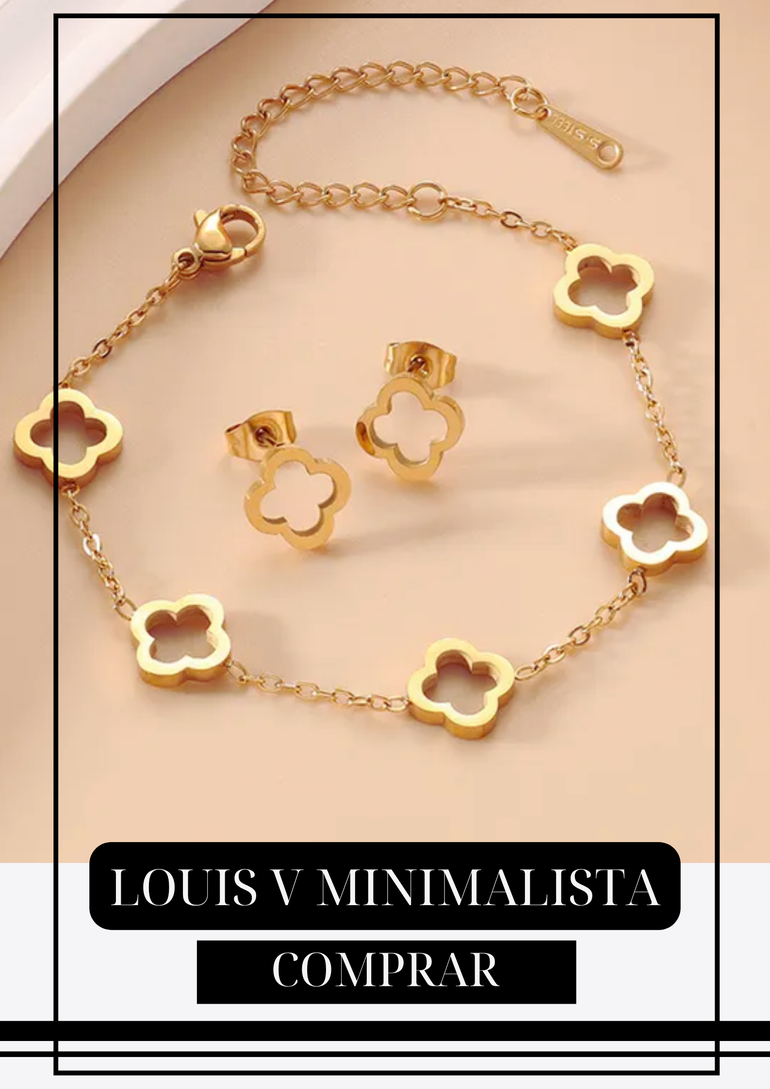 Set Pulsera y Aretes LV Gold