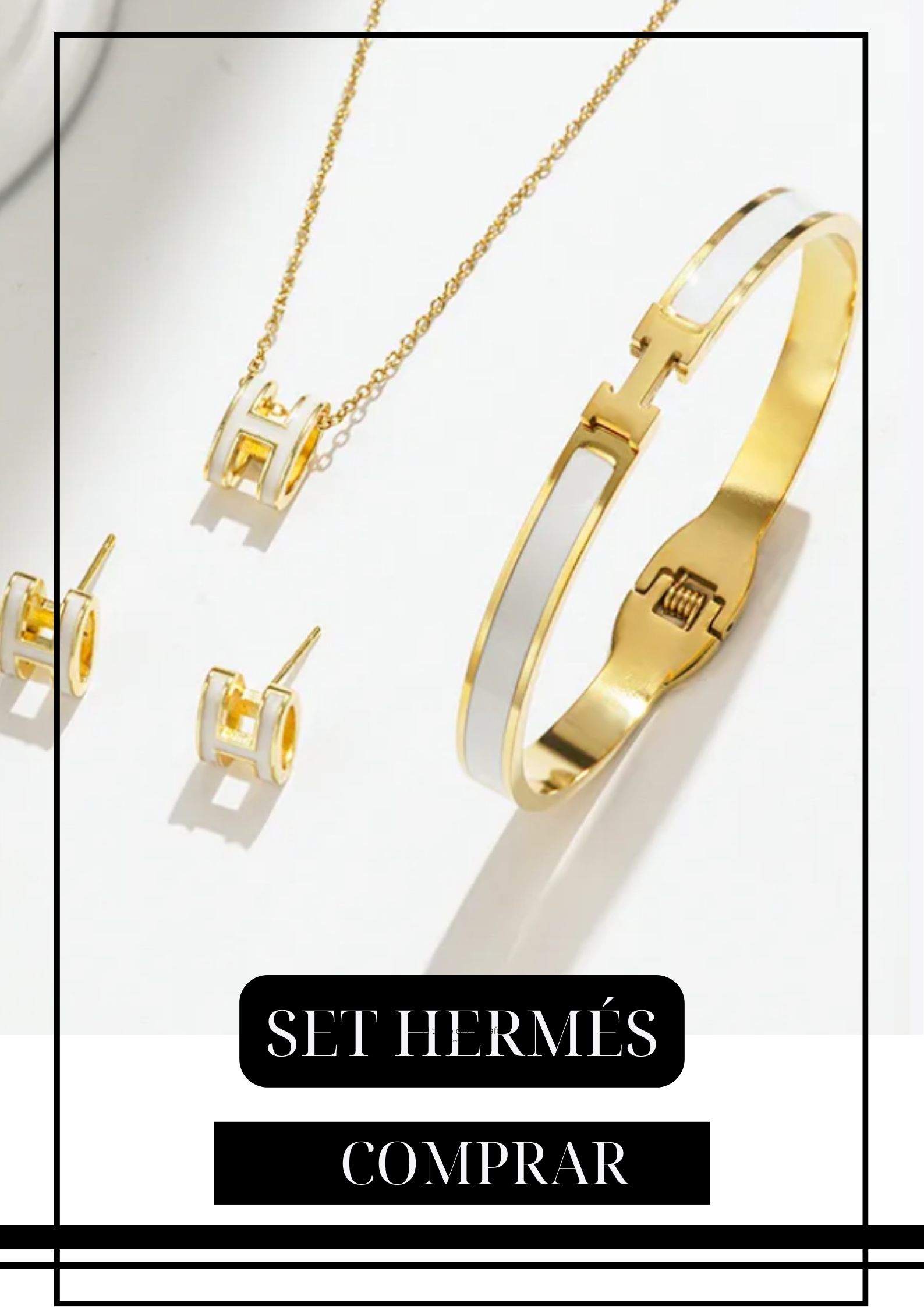 Set H Brazalete, Collar y Aretes Blanco