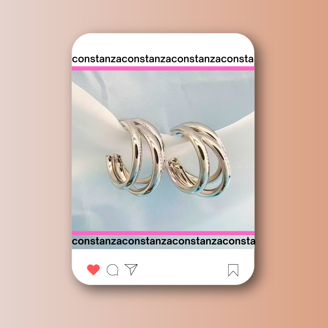 Arracadas Triples Medianas Plateadas