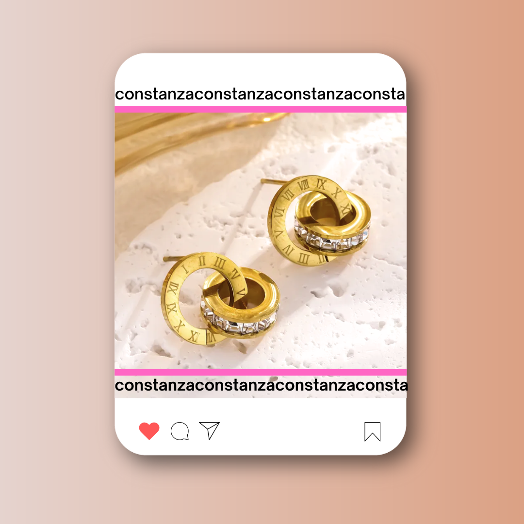 Aretes Doble Círculos Dorados Bv