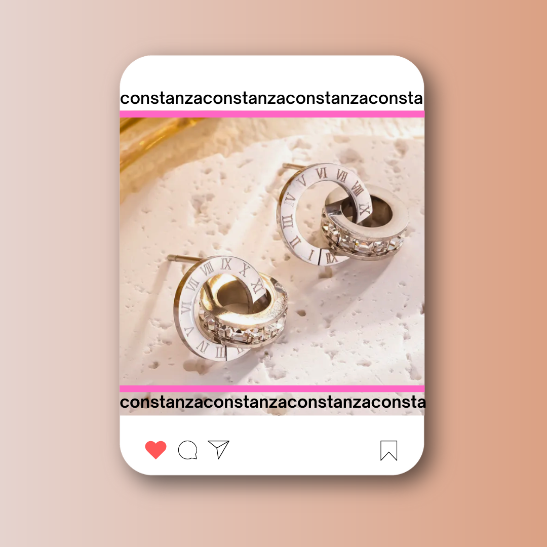 Aretes Doble Círculos Plateados Bv