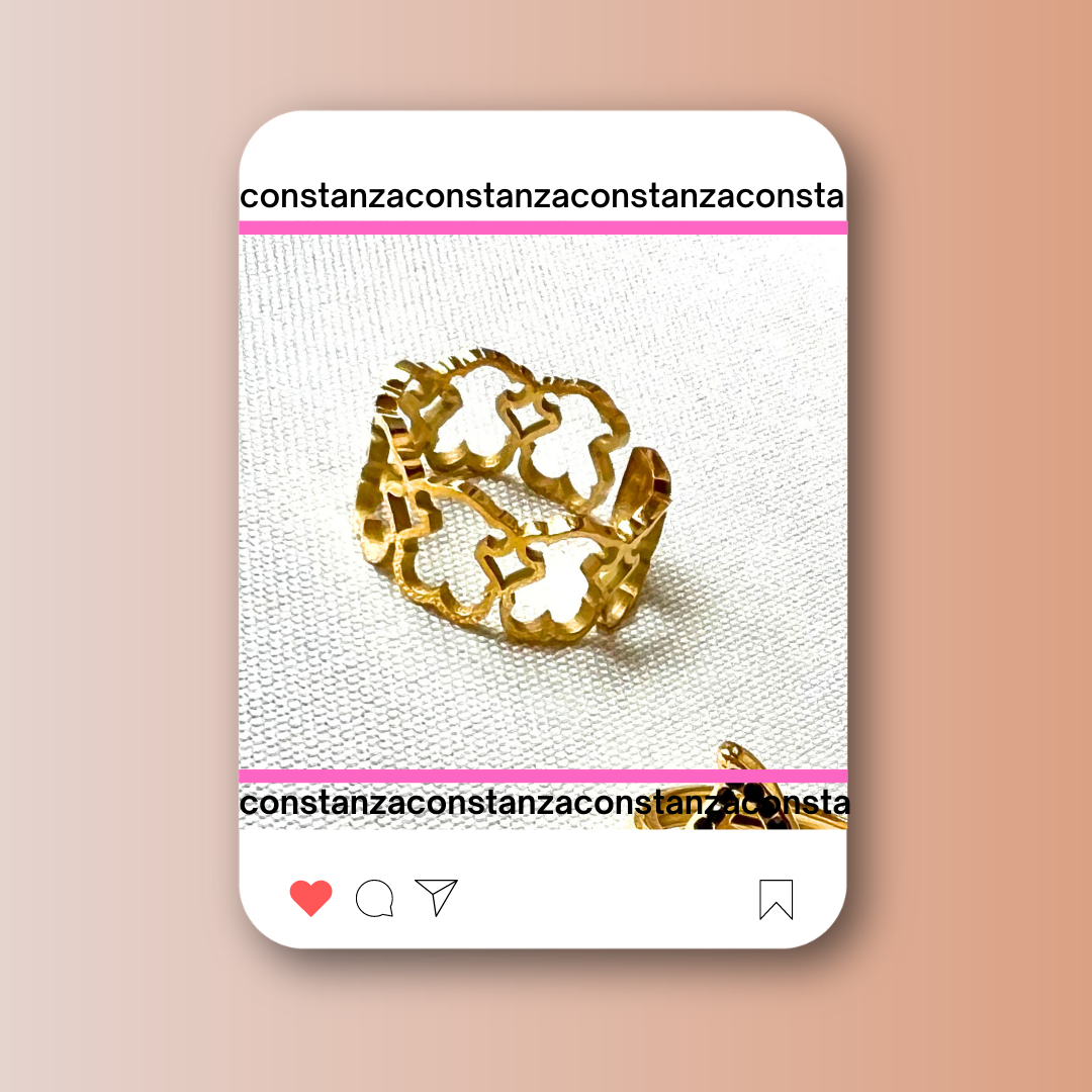 Anillo Ajustable Calado Osito Dorado