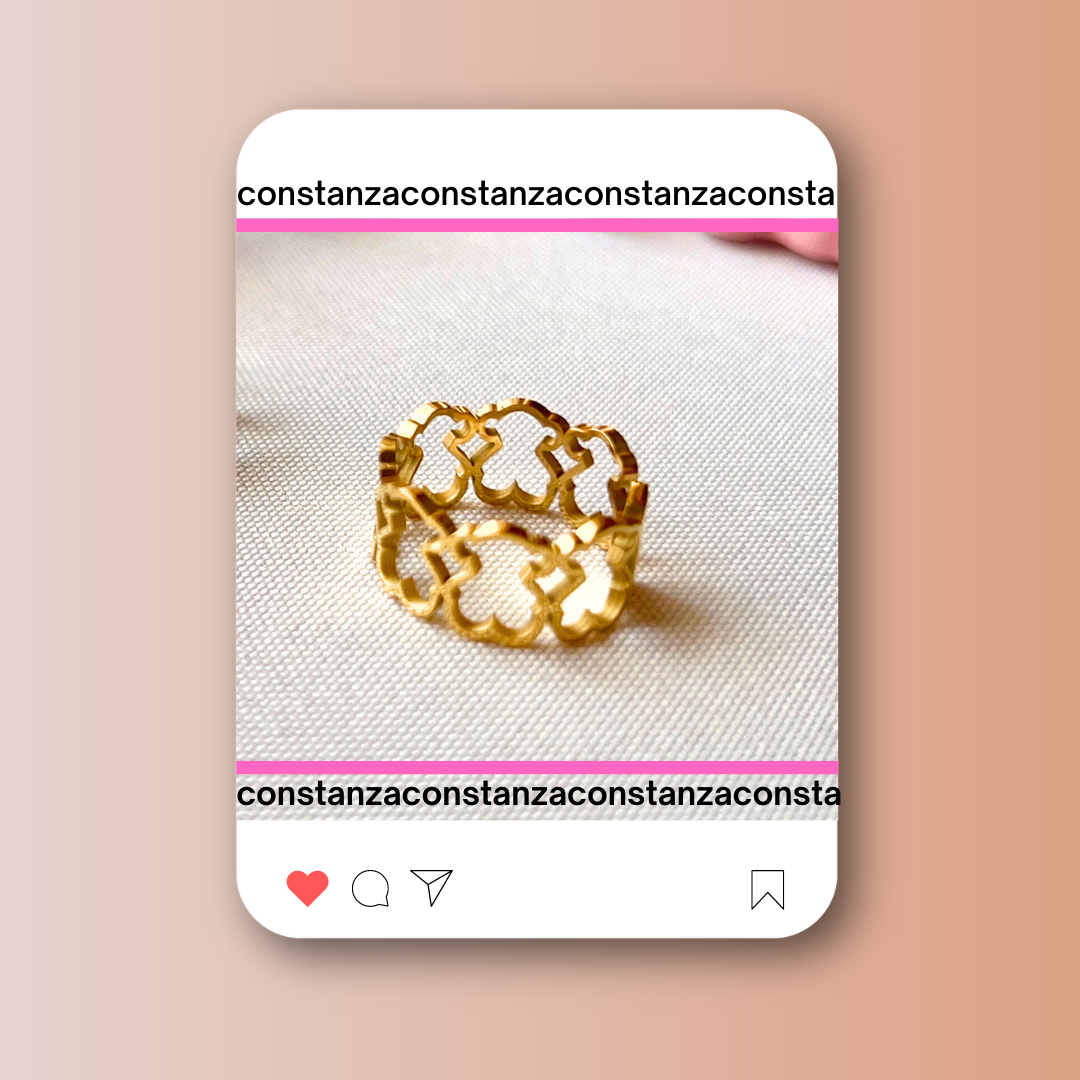 Anillo Ajustable Calado Osito Dorado