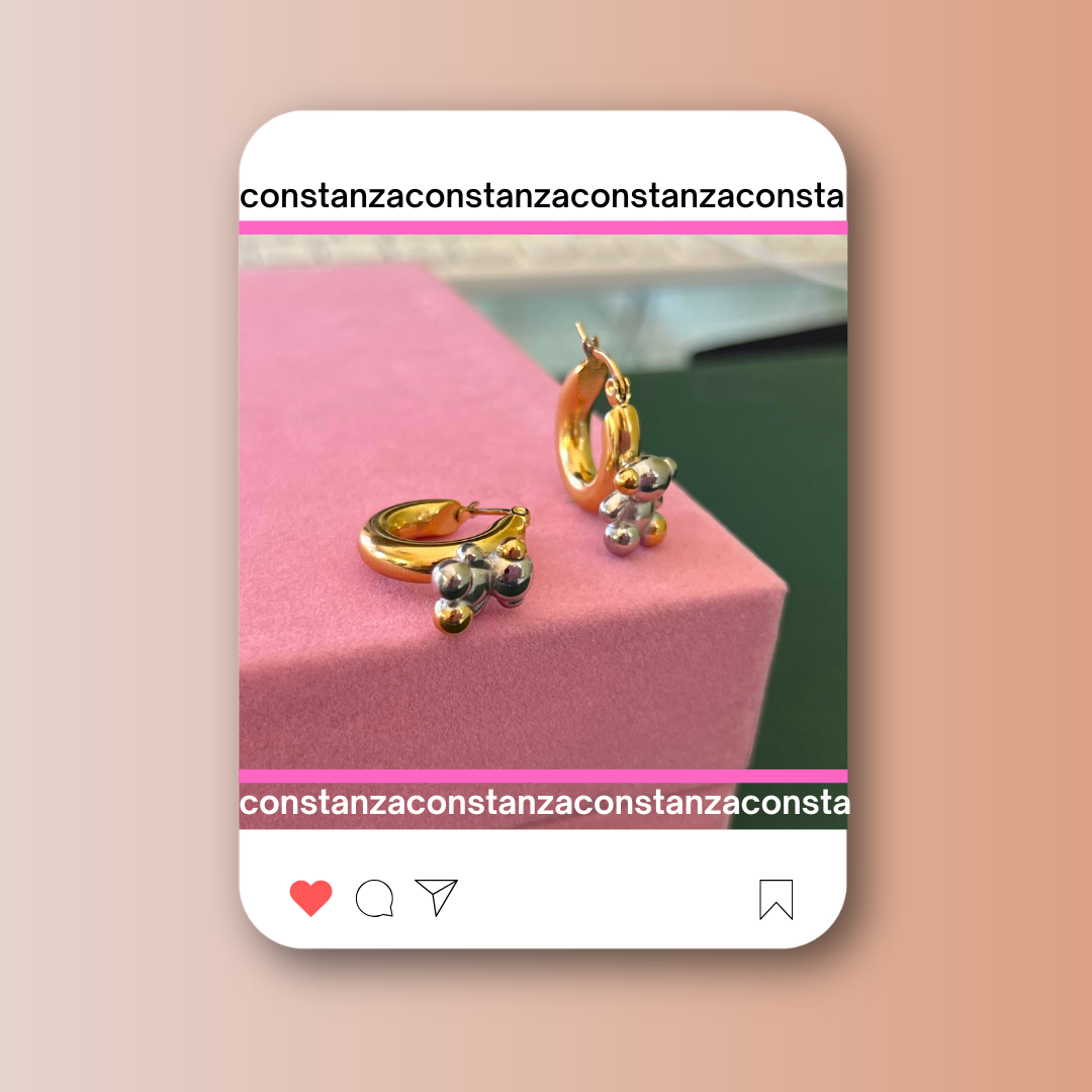 SET: Collar y Aretes 3D Bicolor