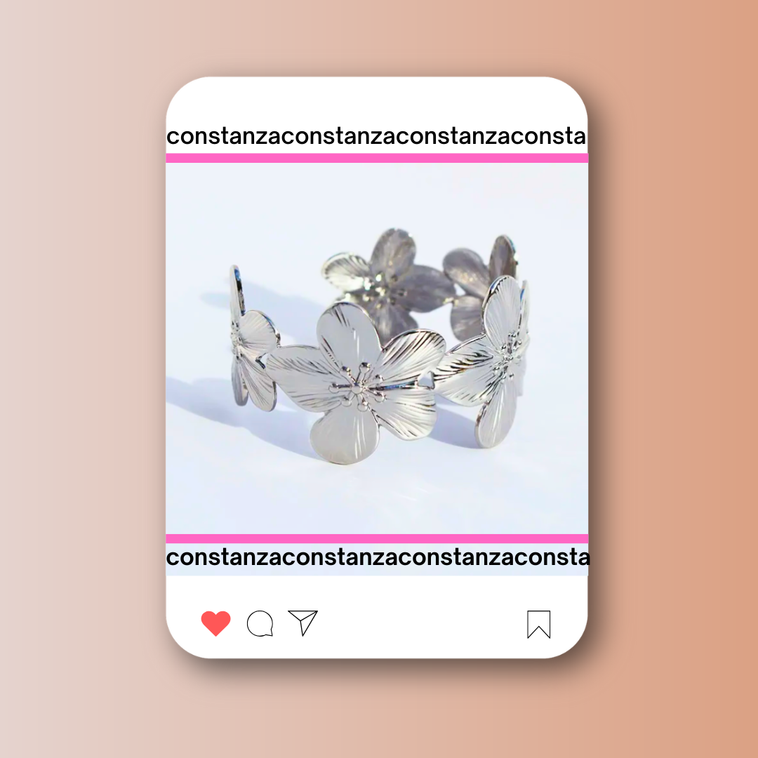 Brazalete Flor Romantic Plateado