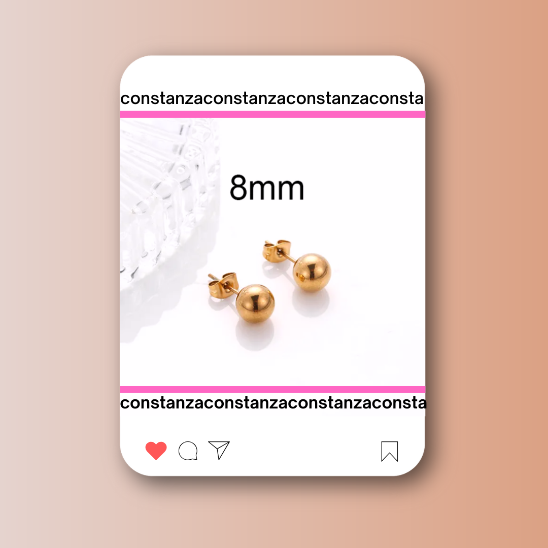 Aretes Bola Gold 8mm