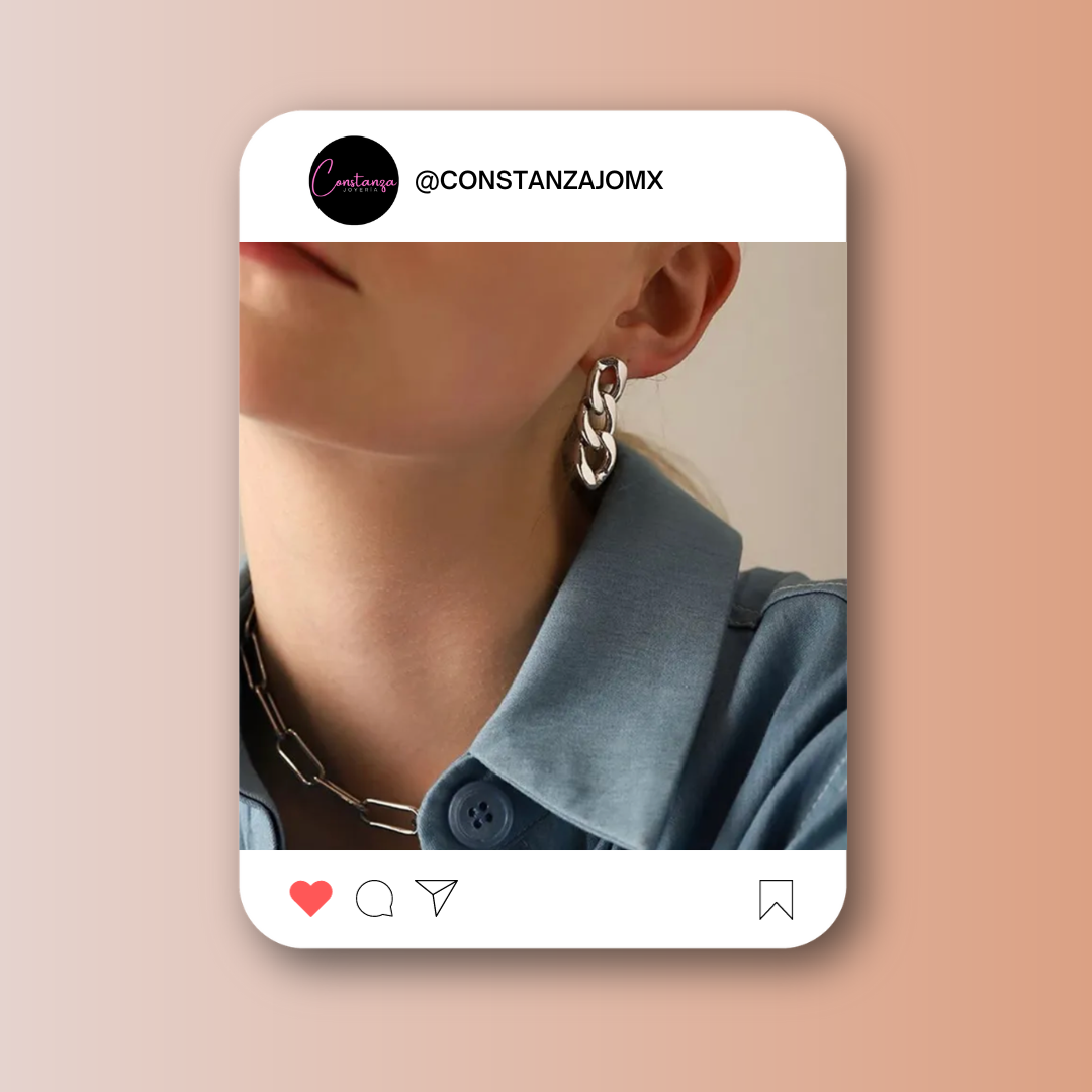 Aretes Cadena Stronger Plateados