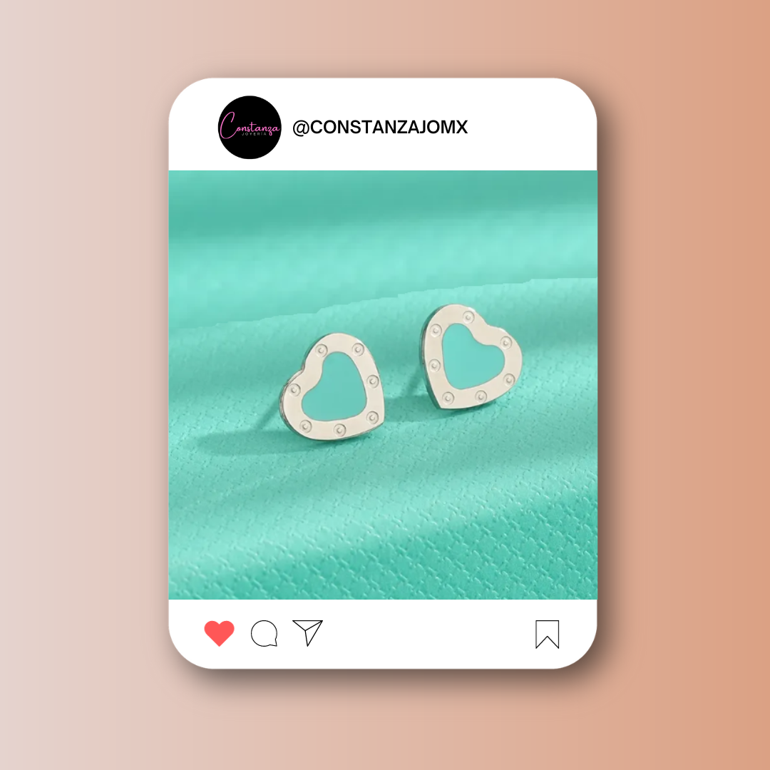 Aretes LOVE Corazón Azul