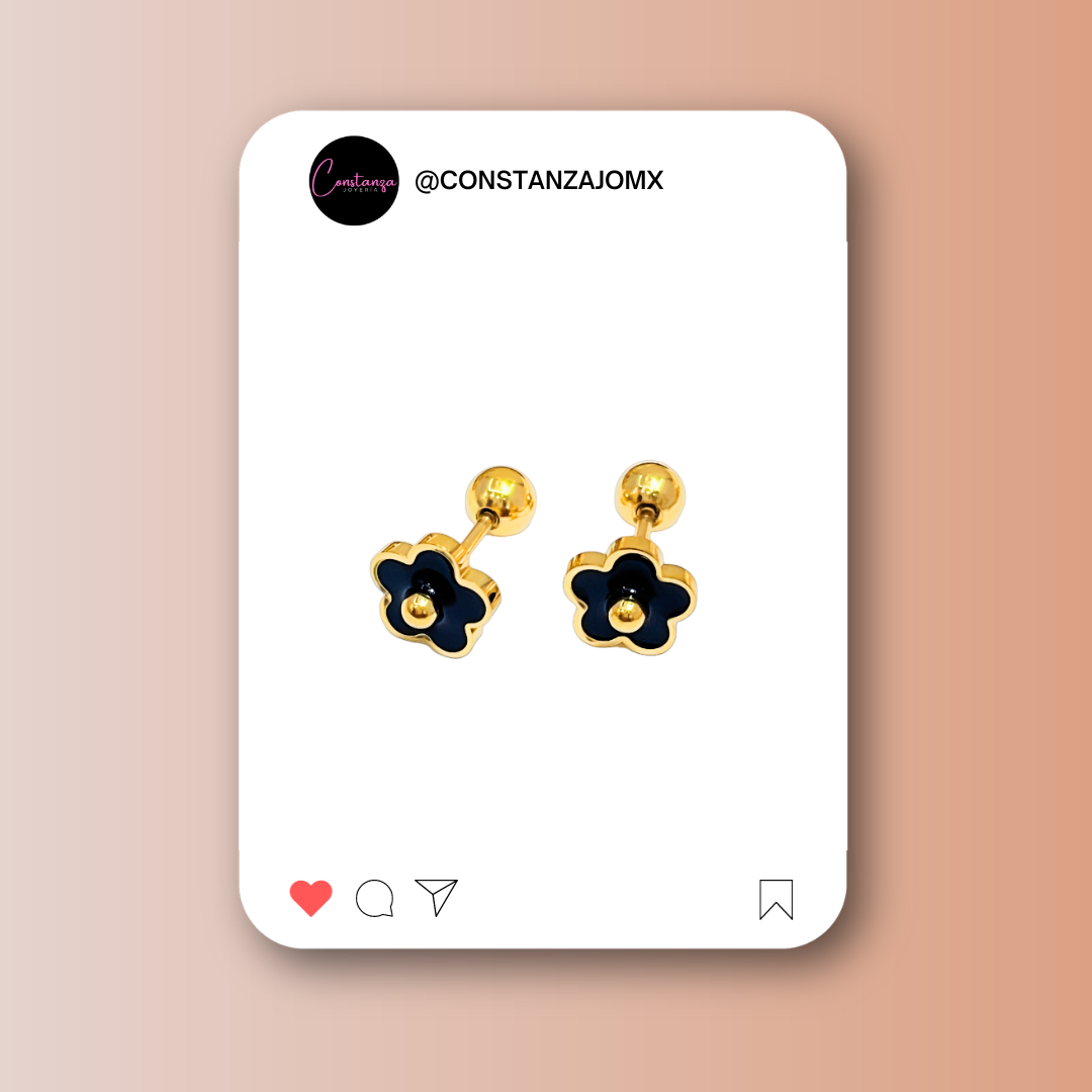 Aretes Mini Flor Black