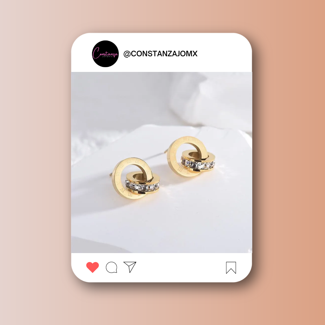 Aretes Doble Círculos Dorados Bv