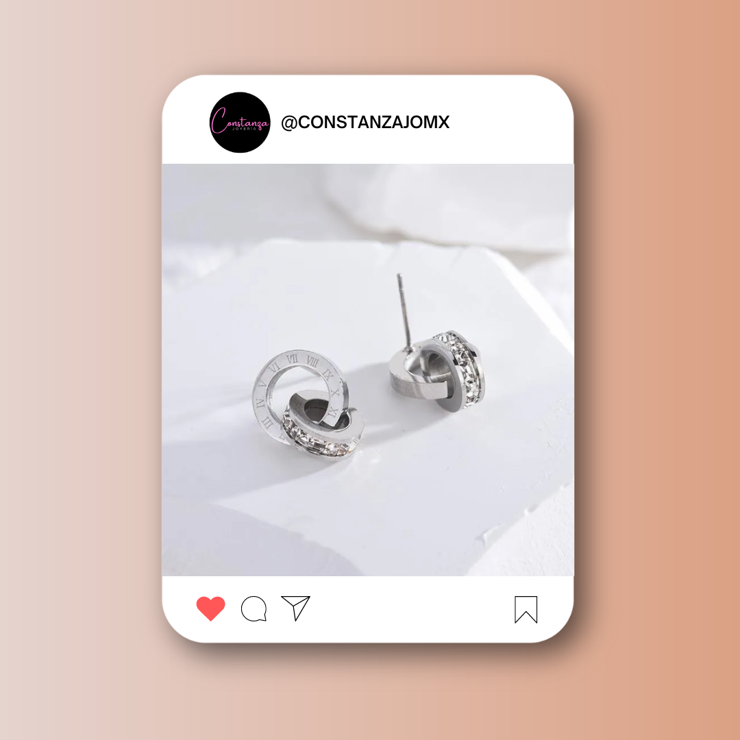 Aretes Doble Círculos Plateados Bv