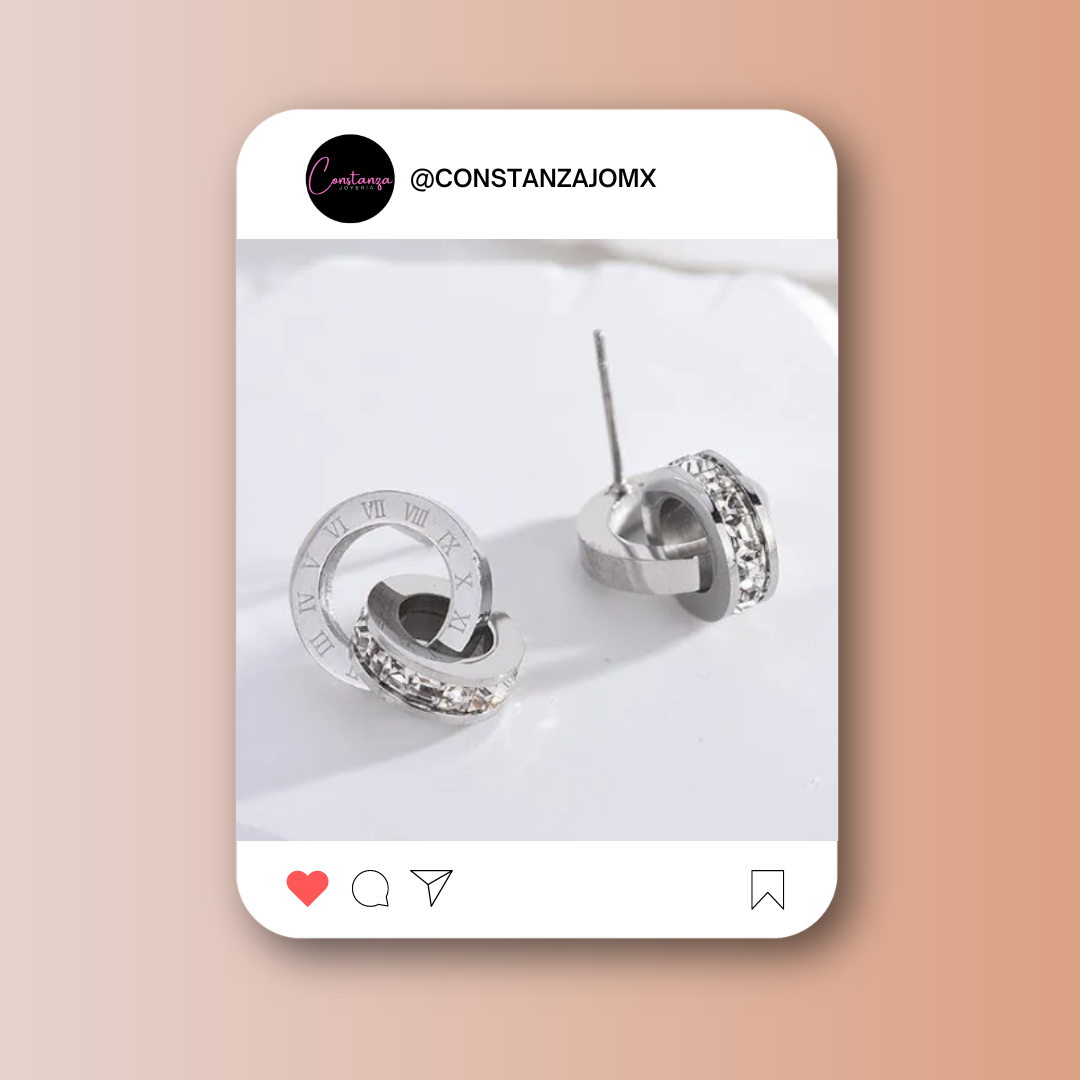 Aretes Doble Círculos Plateados Bv