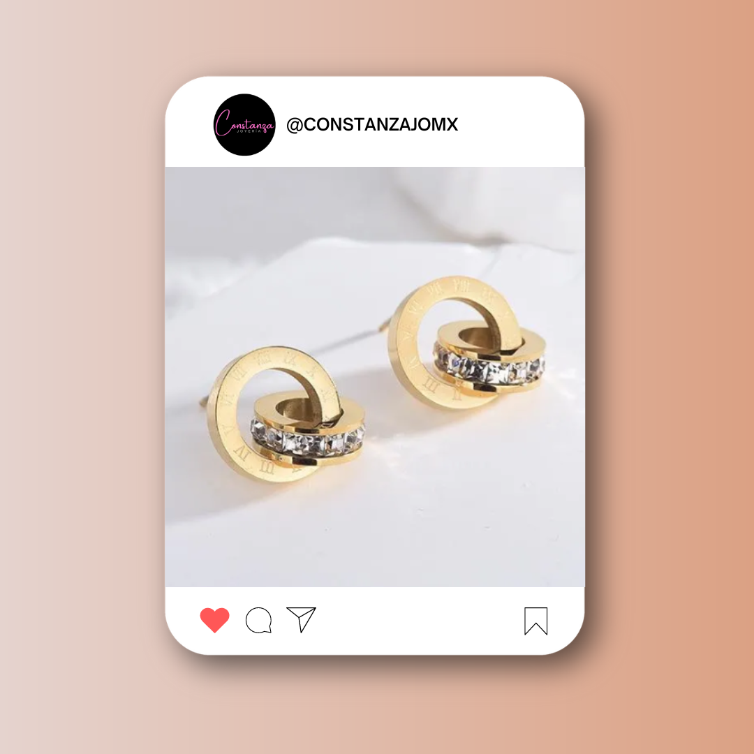 Aretes Doble Círculos Dorados Bv