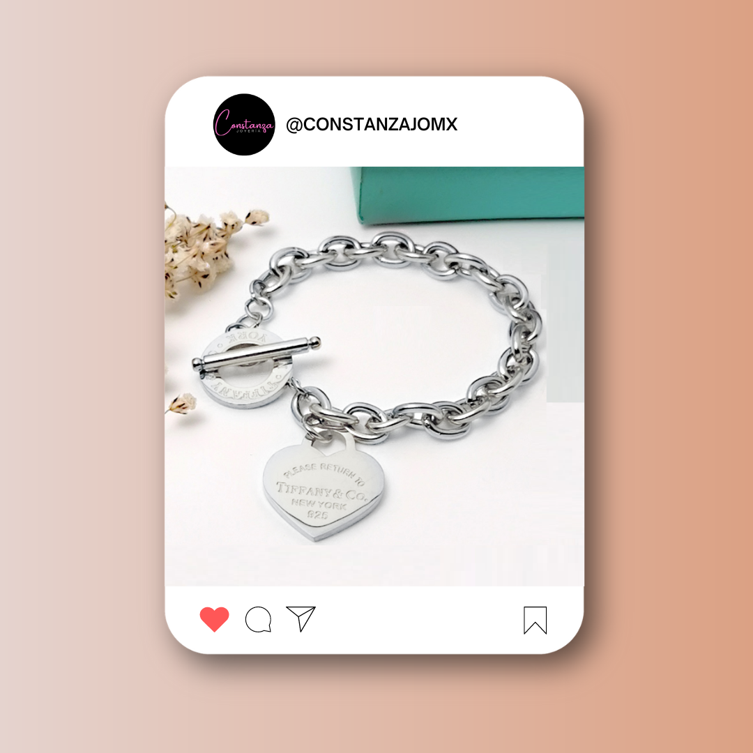 Pulsera Clásica Heart Plateada