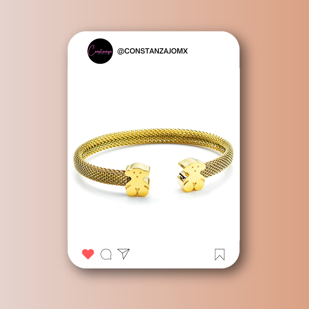 Brazalete Doble Osito Dorado