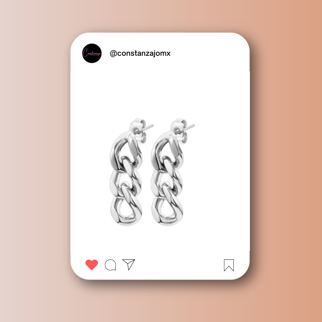 Aretes Cadena Stronger Plateados