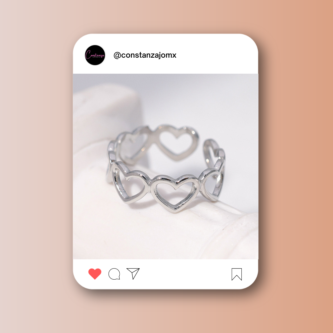 Anillo Corazones Calados