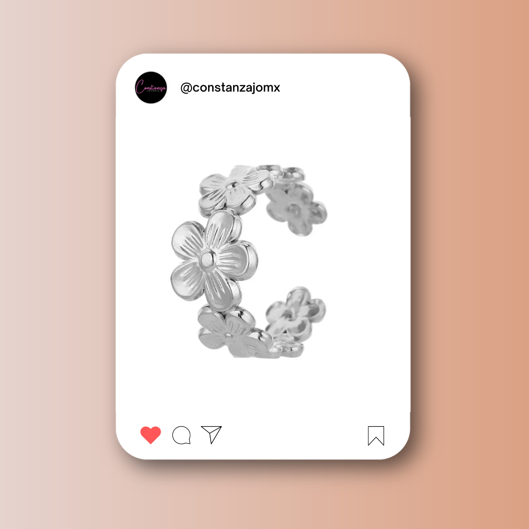 Anillo Flowers Plateado