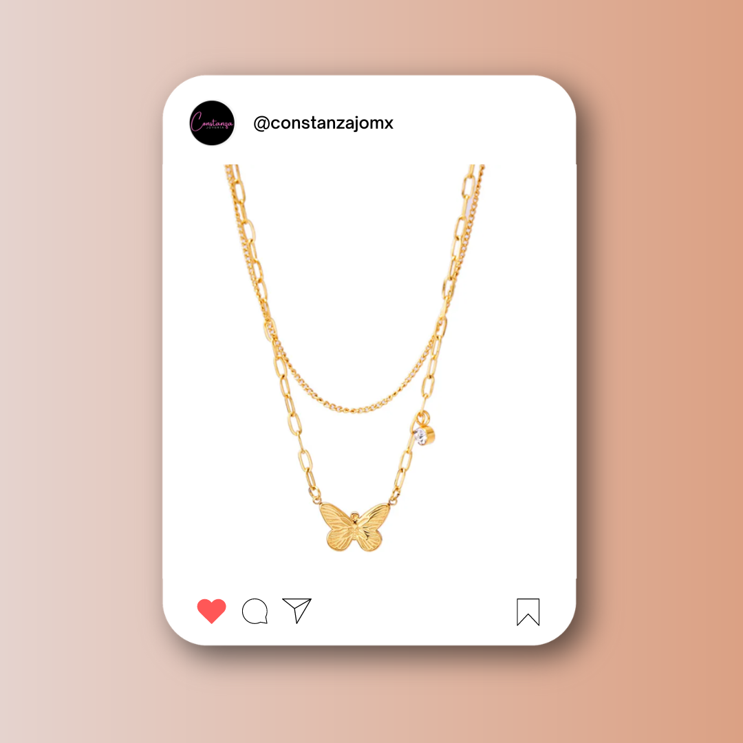 Collar Doble Mariposa Bling