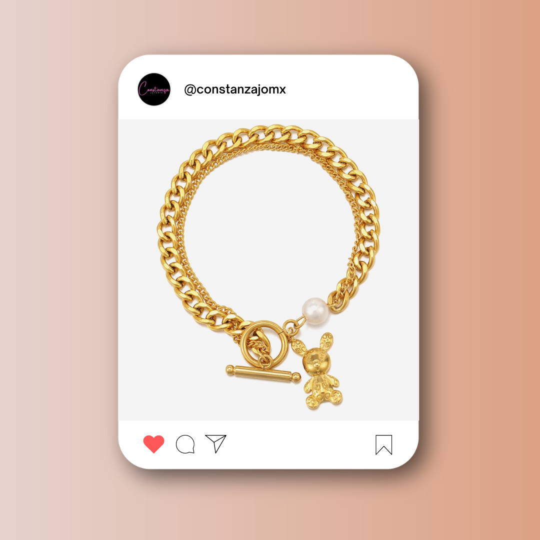 Pulsera Doble Cadena Bunny