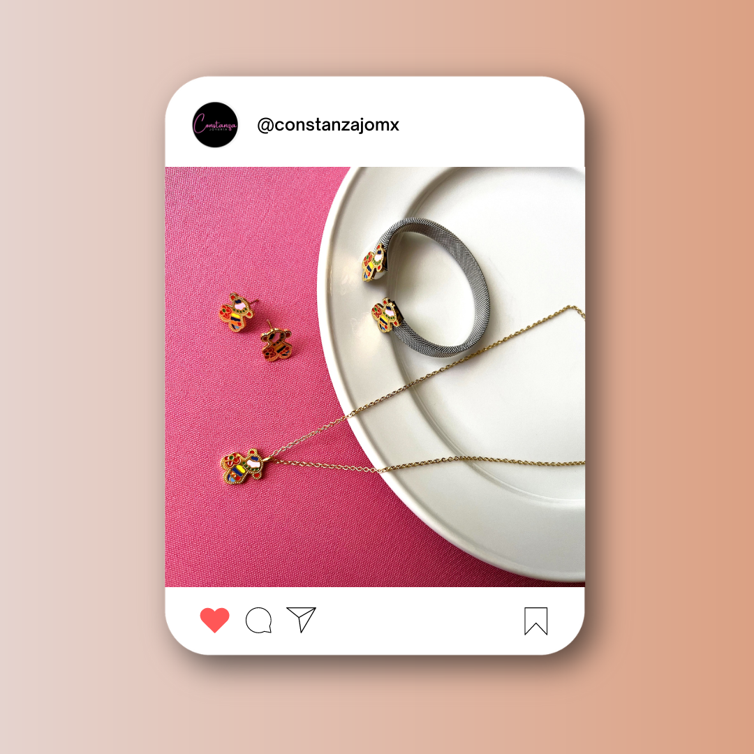 SET: Brazalete, Collar y Aretes Toque de Color