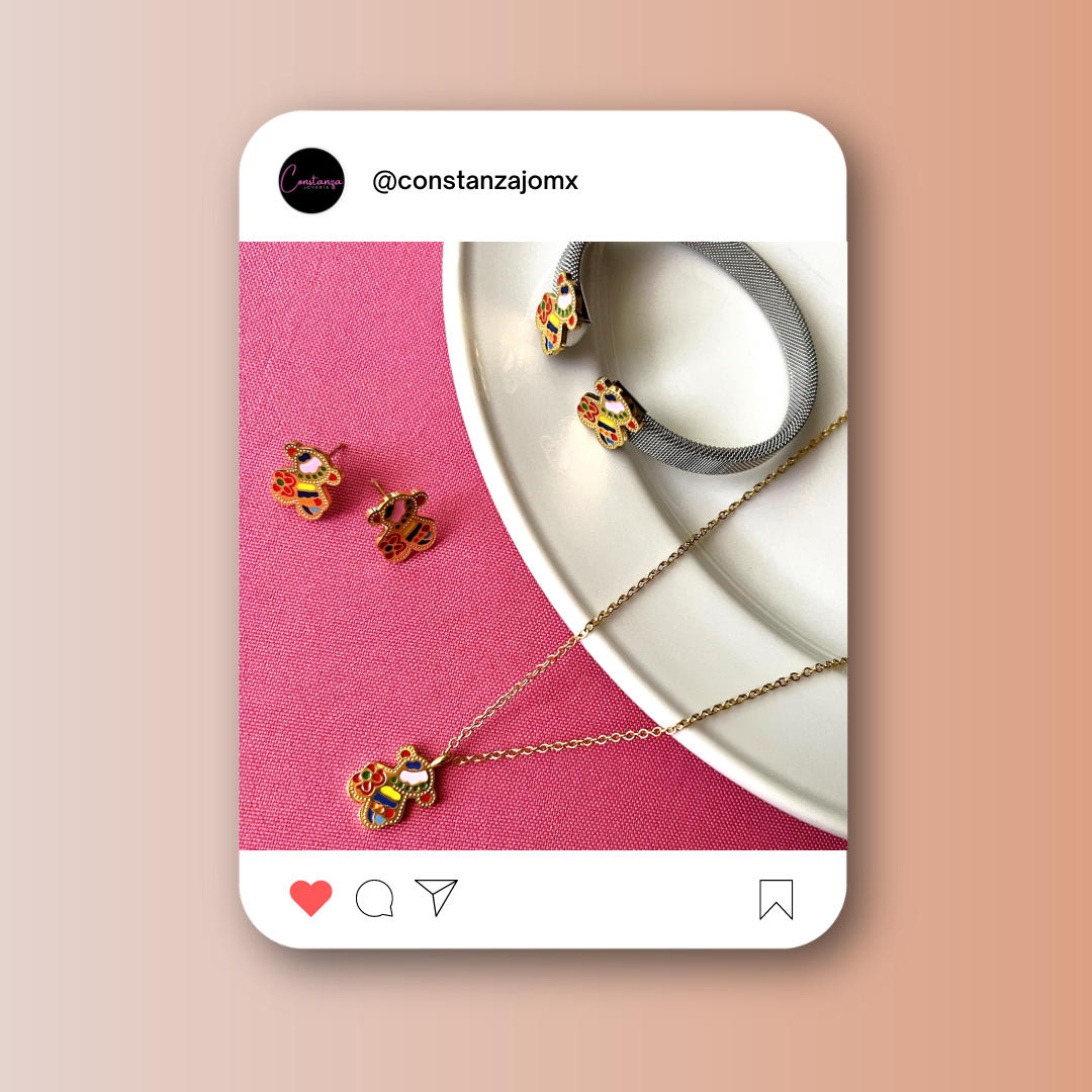 SET: Brazalete, Collar y Aretes Toque de Color