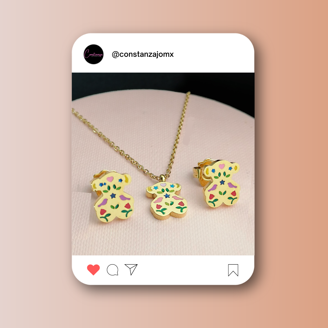 SET: Collar y Aretes Love is Color Dorado