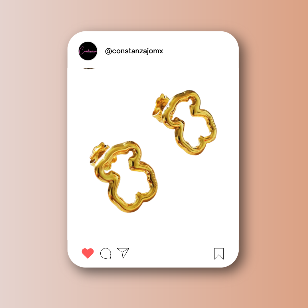 Aretes Silueta Osito Dorado