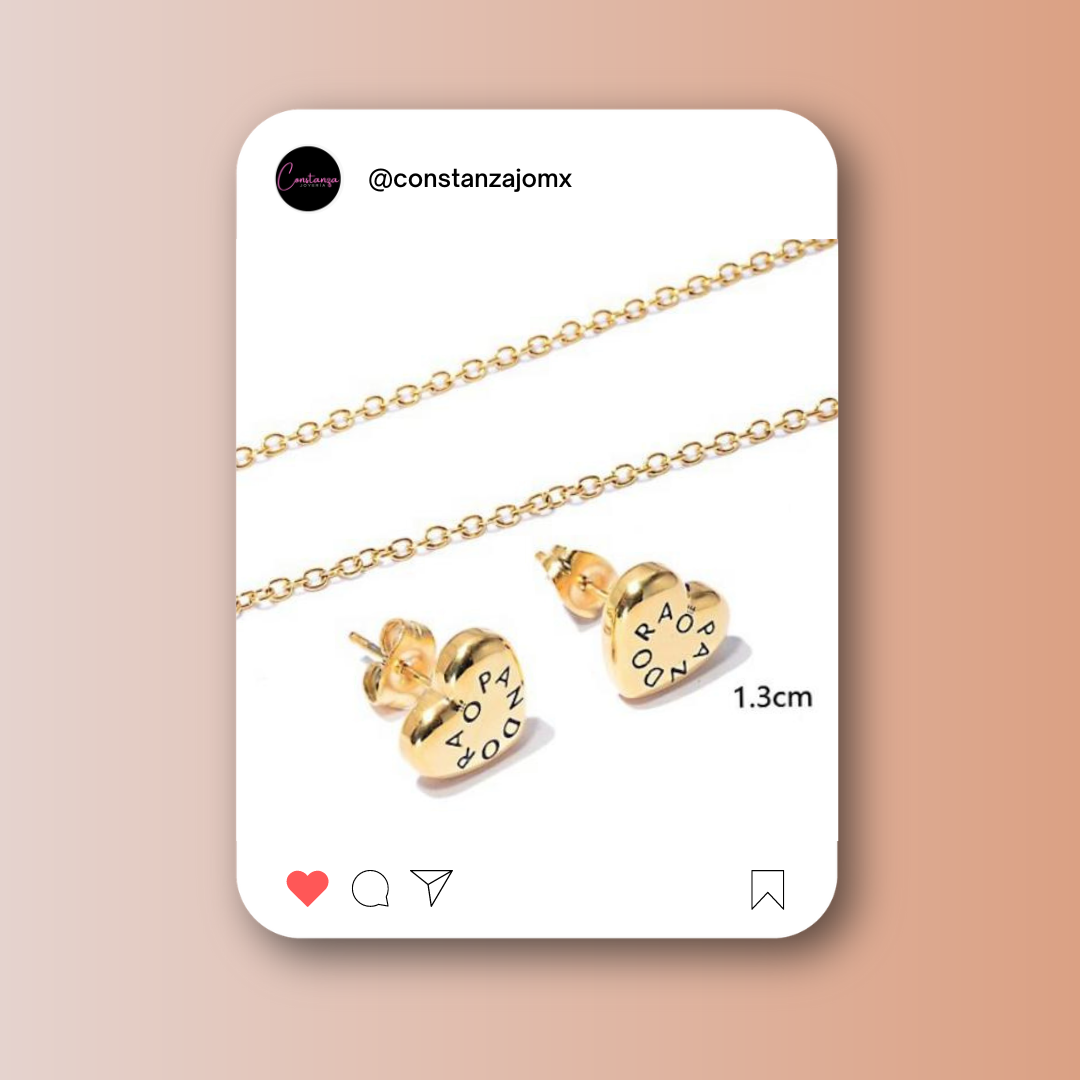 SET: Collar y Aretes Pan Dorado