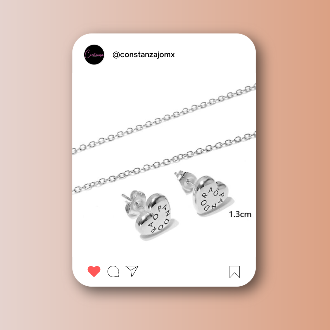 SET: Collar y Aretes Pan Plateado