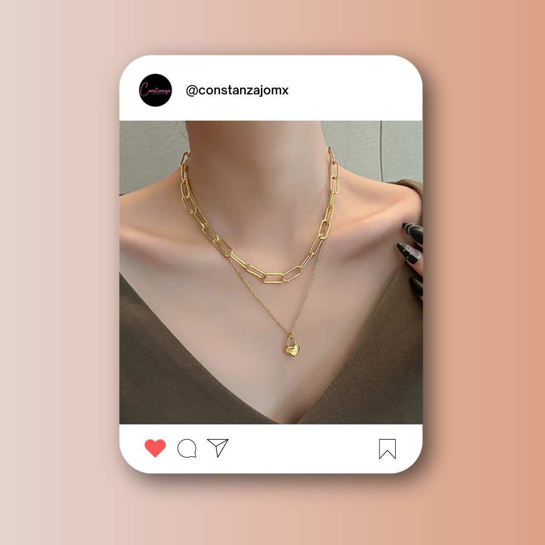 Collar Doble Candado Corazón