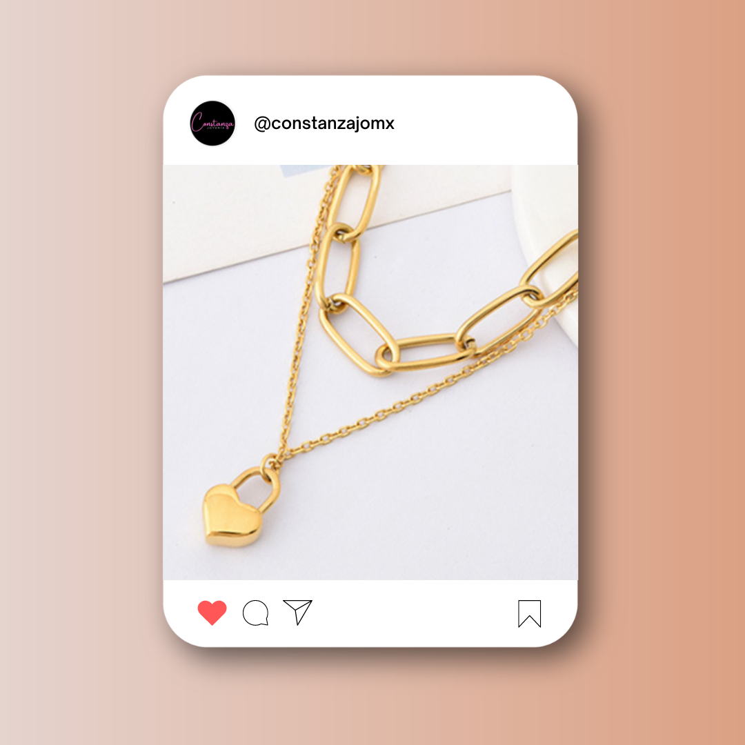 Collar Doble Candado Corazón