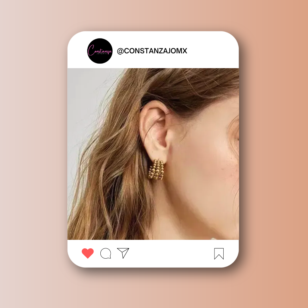 Arracadas Triples Doradas