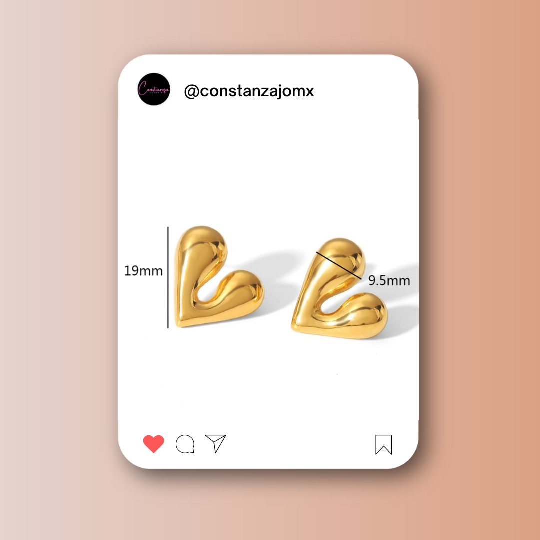 Aretes corazones chunky gold