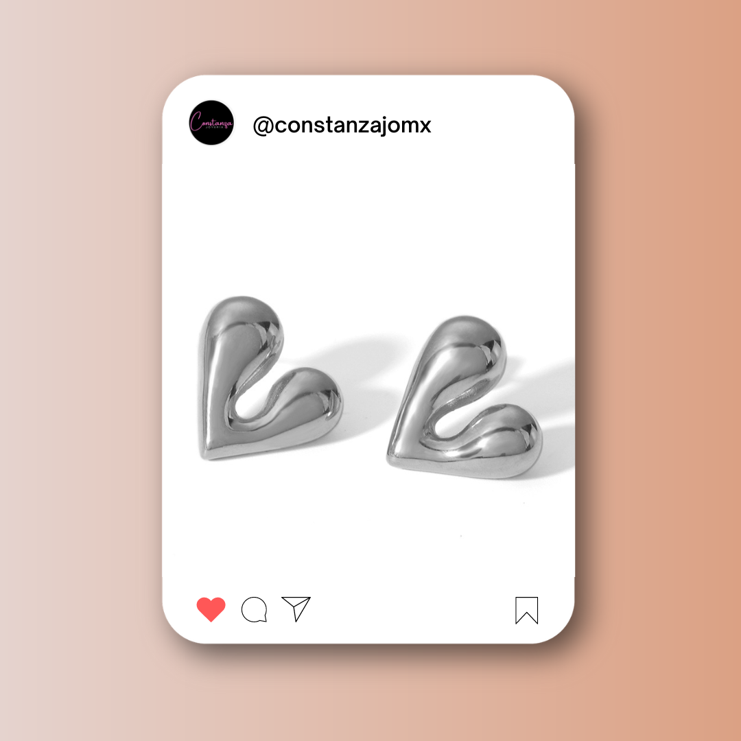 Aretes corazones chunky silver