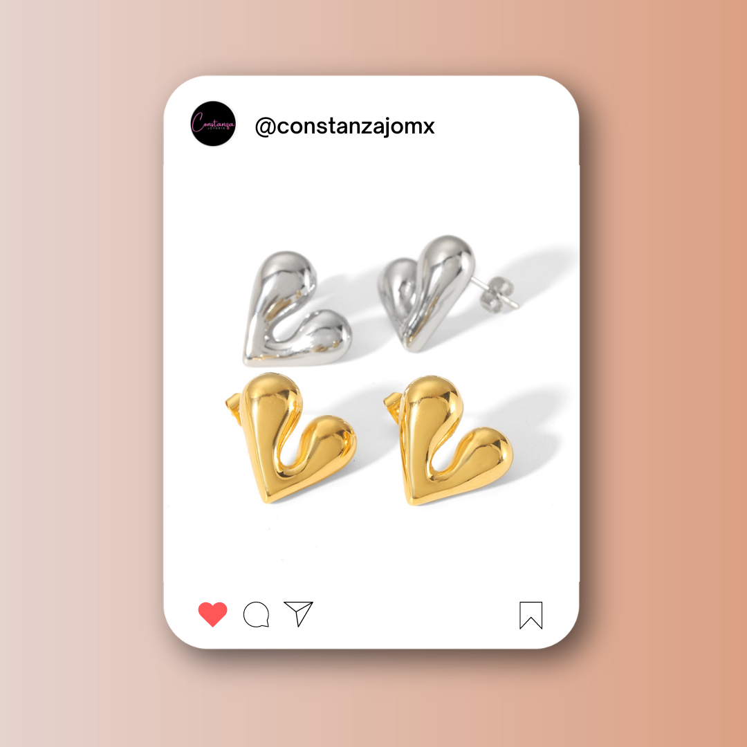 Aretes corazones chunky silver