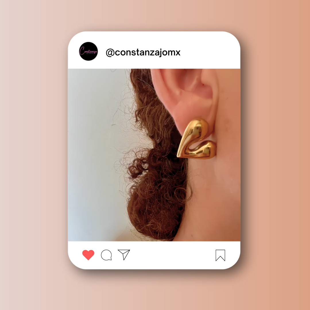 Aretes corazones chunky gold